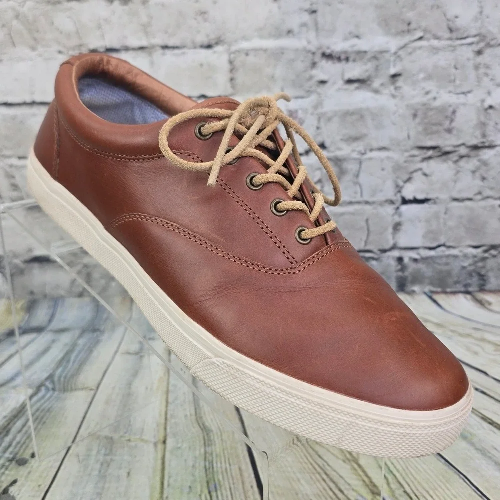 Sperry Striper II CVO Sneakers Mens 10 Brown Leather Low Top Boat Shoes STS22980